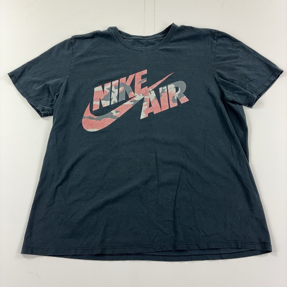 Nike Shirt Mens L Gray Air Camo Swoosh Graphic Tee Tagless Cotton Crewneck